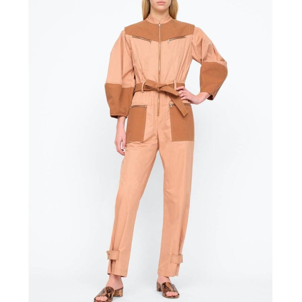 Sea New York Gabriette Clay Balloon Sleeve Belted Utility Jumpsuit New